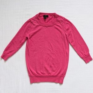 J. Crew Tippi Sweater 100% Merino Wool 3/4 Sleeve Womens XS Pink Barbie Office